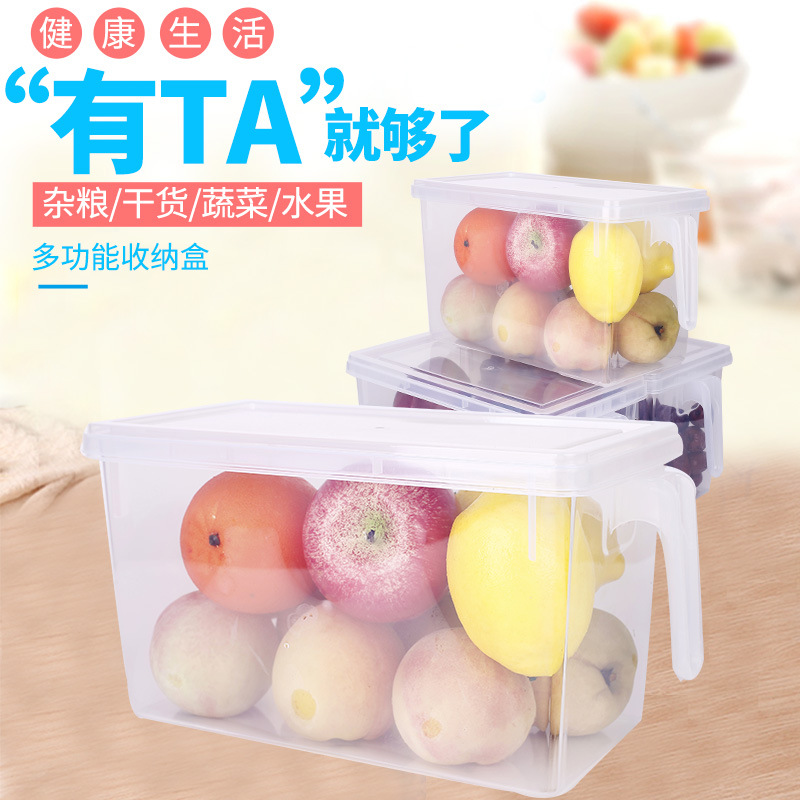 Refrigerator Storage Box Transparent Plastic Kitchen Storage Fruit Egg with Lid Storage Box Refrigerated Refrigerator Storage