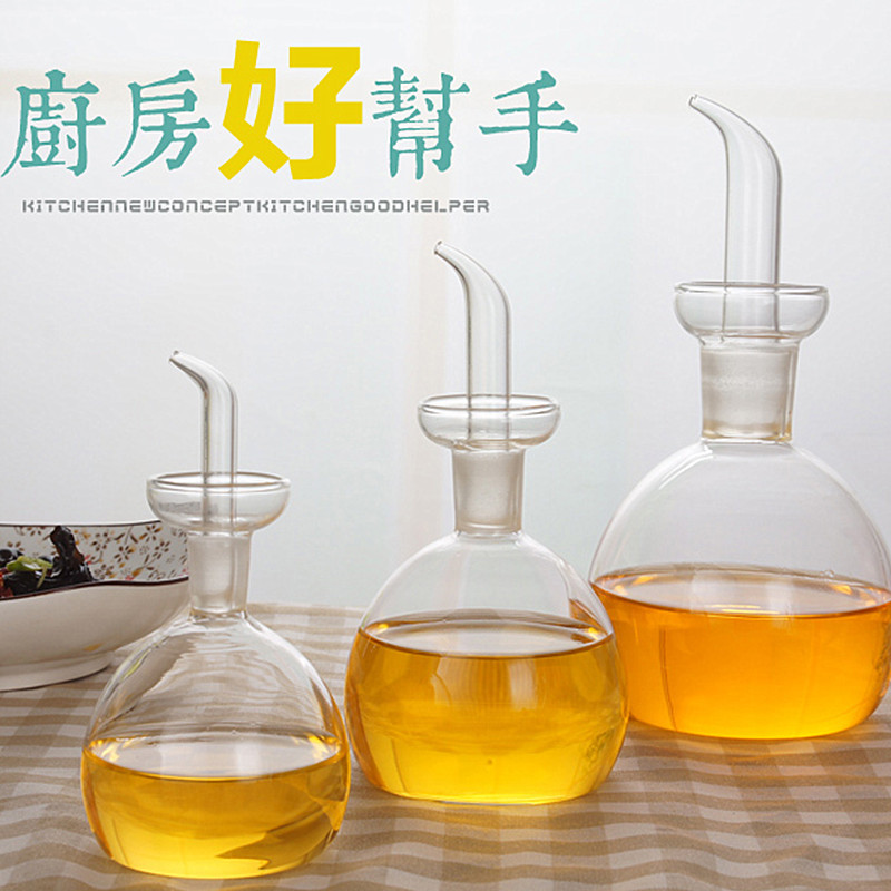 Glass Oil Pot Household Oil Bottle Kitchen Supplies Seasoning Bottle with Lid Oil Vinegar Bottle Glass Oil Pot Pot