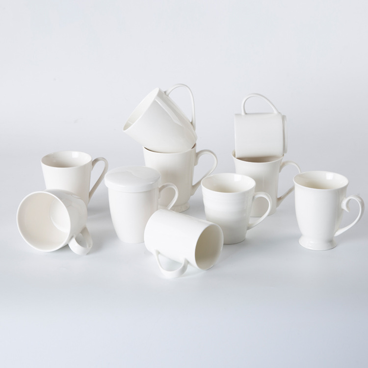Manufacturer Wholesale White Ceramic Cup Creative Advertising Promotional Gift Mug with Logo White Tire