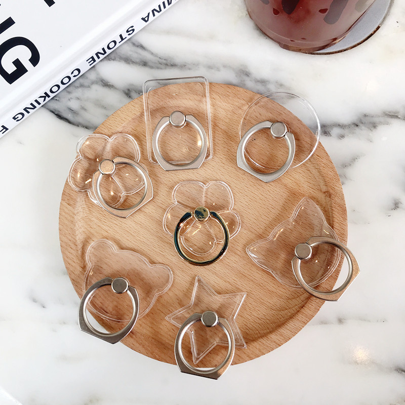 Transparent Ring Holder Phone Ring Finger Buckle Rotating Support Bracket Strong Adhesive Pc Acrylic Phone Ring Buckle