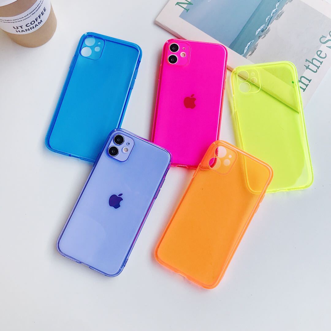 Suitable for Apple Iphone17E/Air/16/15Pro Max/I14 Fluorescent Color Mobile Phone Case Soft Shell Protective Cover