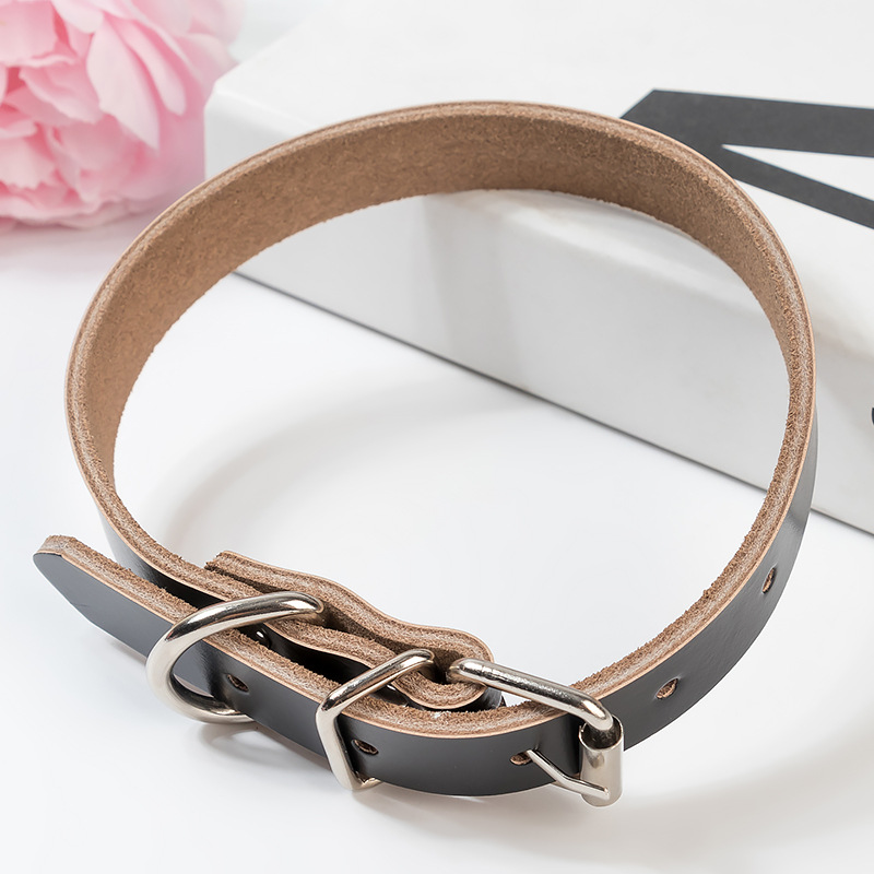 Pet Supplies Manufacturer Direct Sales Pure Cowhide Dog Collar Pure Cowhide Dog Collar Dog detail