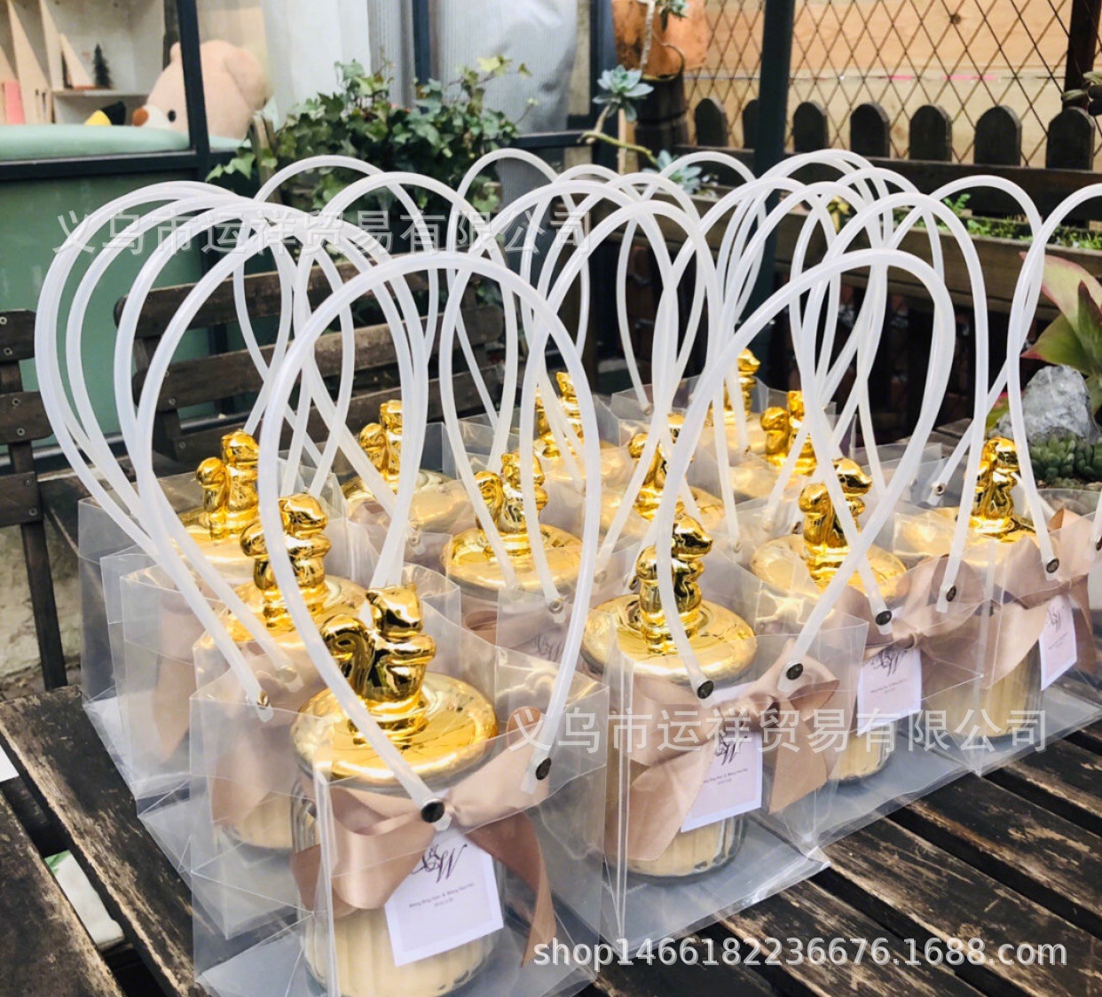 Flower shop transparent PP bag baked square wide bottom large size cake tote bag potted fruit gift packaging bag