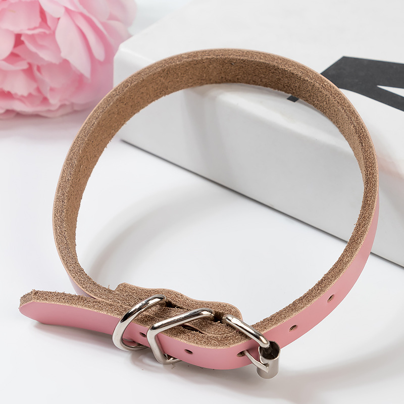 Pet Supplies Manufacturer Direct Sales Pure Cowhide Dog Collar Pure Cowhide Dog Collar Dog detail