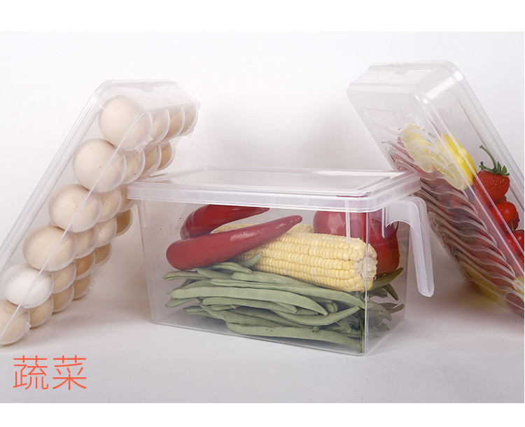 Refrigerator Storage Box Transparent Plastic Kitchen Storage Fruit Egg with Lid Storage Box Refrigerated Refrigerator Storage detail