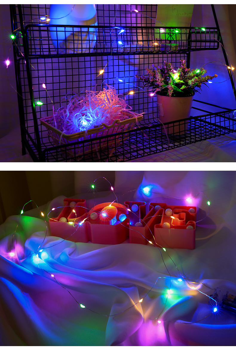 Battery Box USB Copper Wire String Lights Led String Lights Copper Wire Colorful Lights Solar-Powered Color-Changing Spring and Summer Outdoor detail