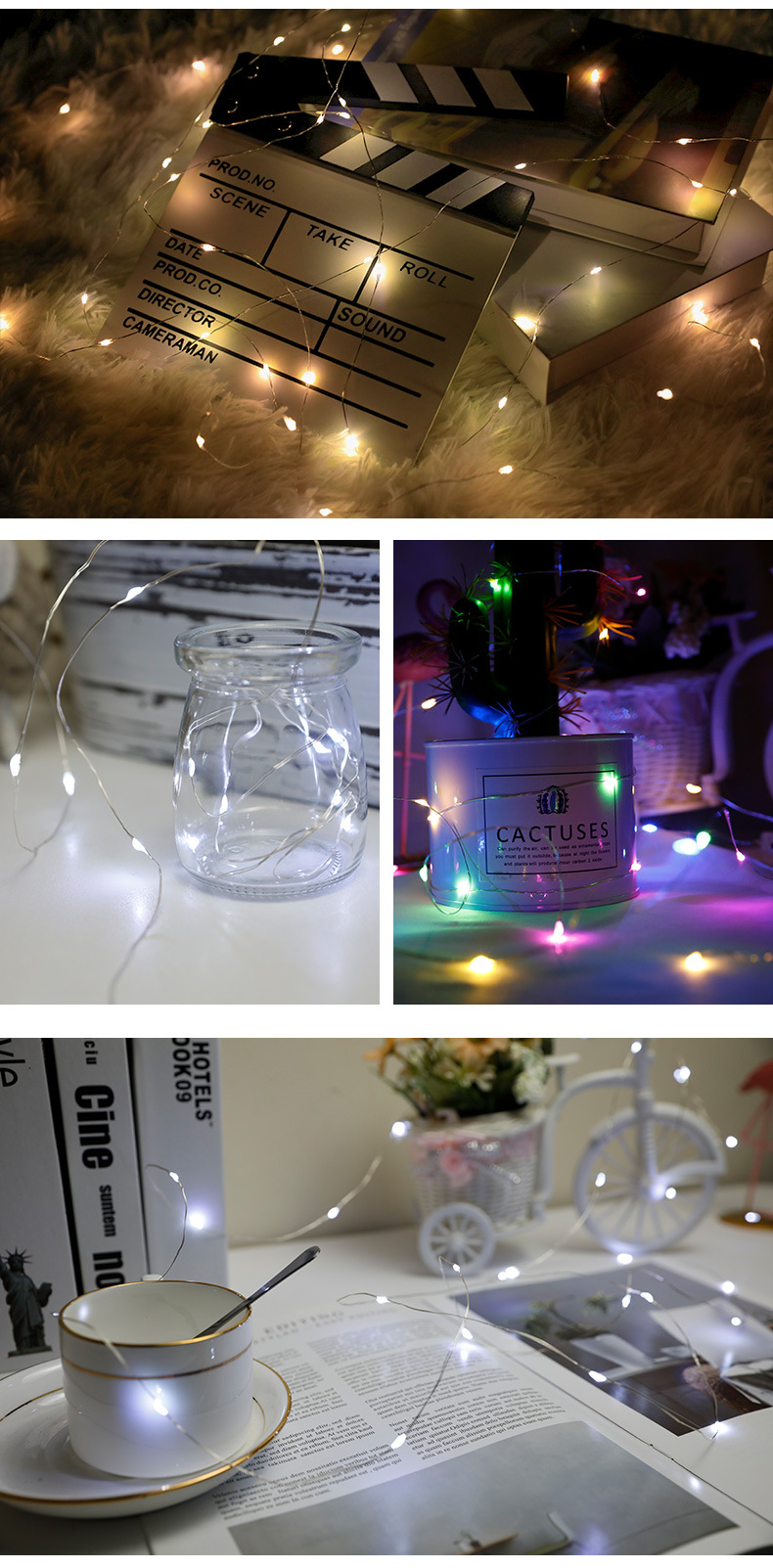 Battery Box USB Copper Wire String Lights Led String Lights Copper Wire Colorful Lights Solar-Powered Color-Changing Spring and Summer Outdoor detail