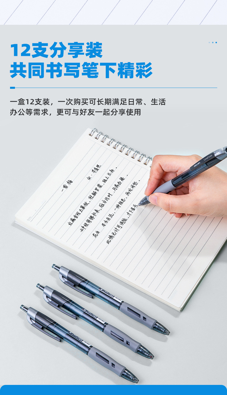S08 Press-Button Gel Pen 0.5mm Blue-Black Bullet Tip Plastic Press Pen Student Office Stationery detail