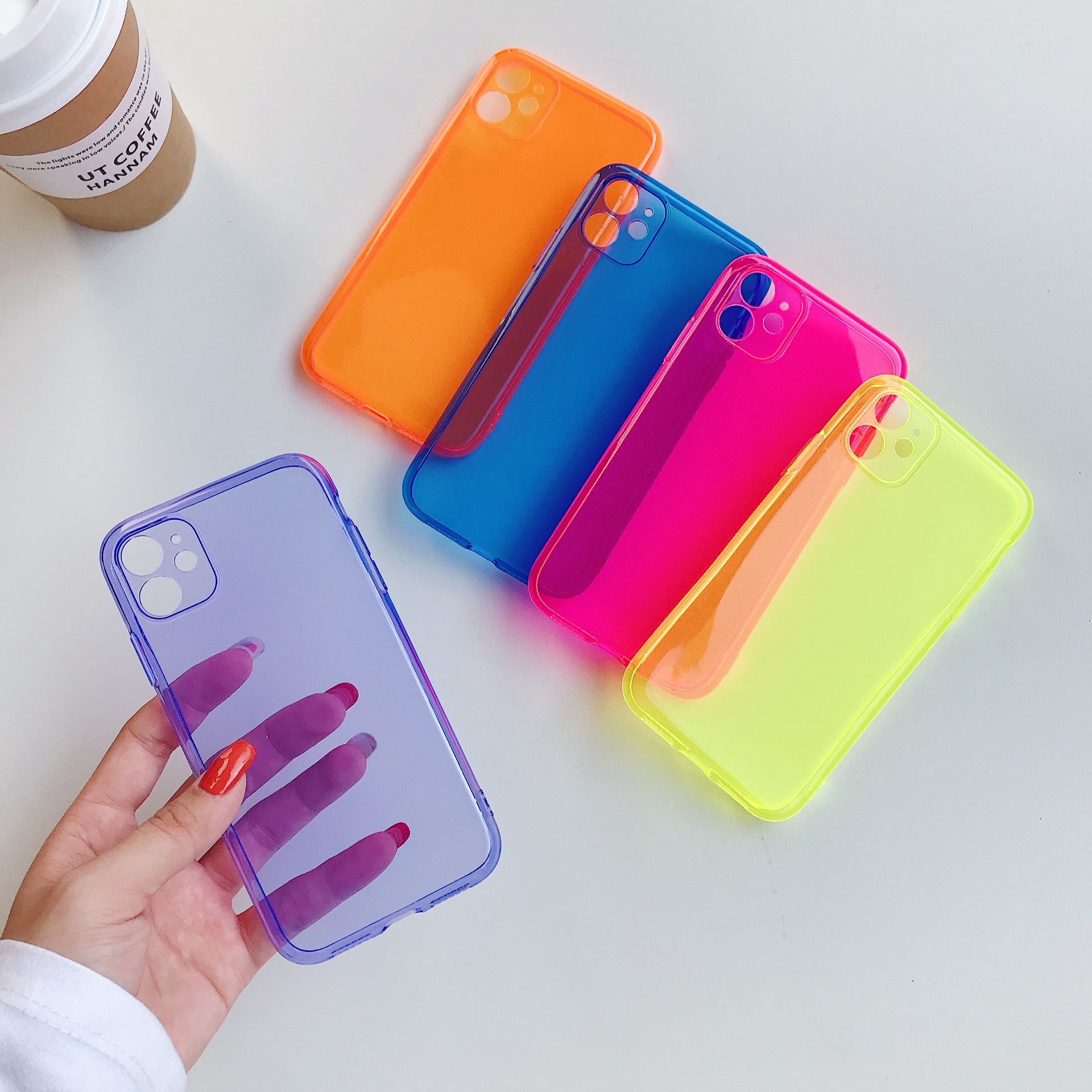 Suitable for Apple Iphone17E/Air/16/15Pro Max/I14 Fluorescent Color Mobile Phone Case Soft Shell Protective Cover detail