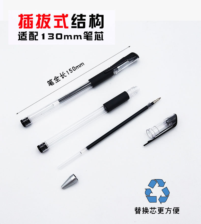 European Standard Gel Pen Needle Tube Bullet Writing Pen Office Signature Black Pen Student Learning Stationery detail