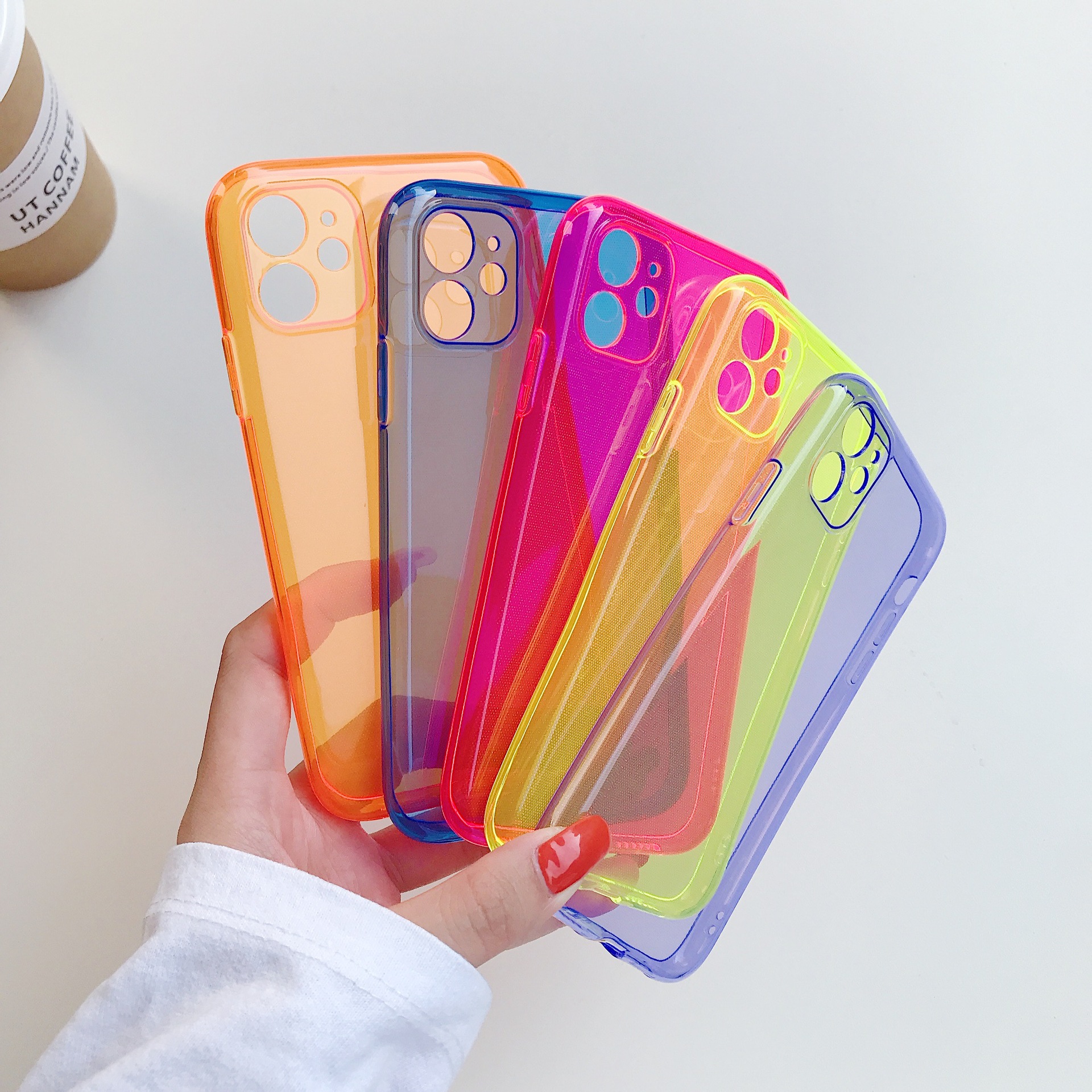 Suitable for Apple Iphone17E/Air/16/15Pro Max/I14 Fluorescent Color Mobile Phone Case Soft Shell Protective Cover detail