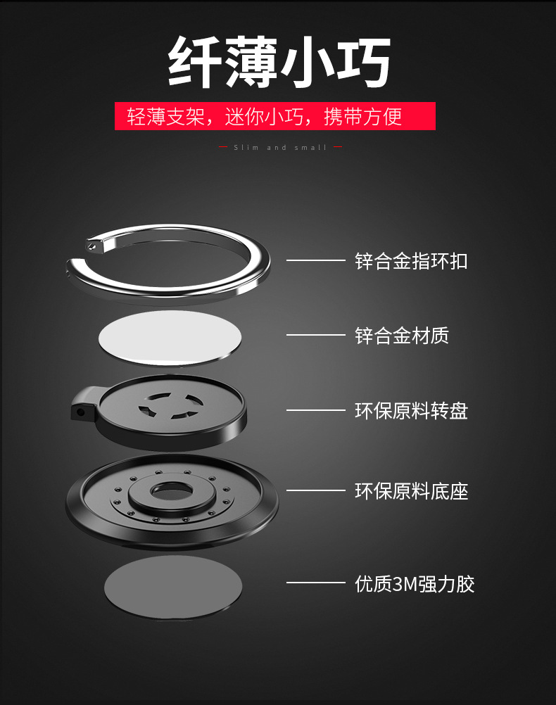 New mobile phone bracket ring buckle creative bracket LOGO gift universal lazy car bracket creative rotation detail