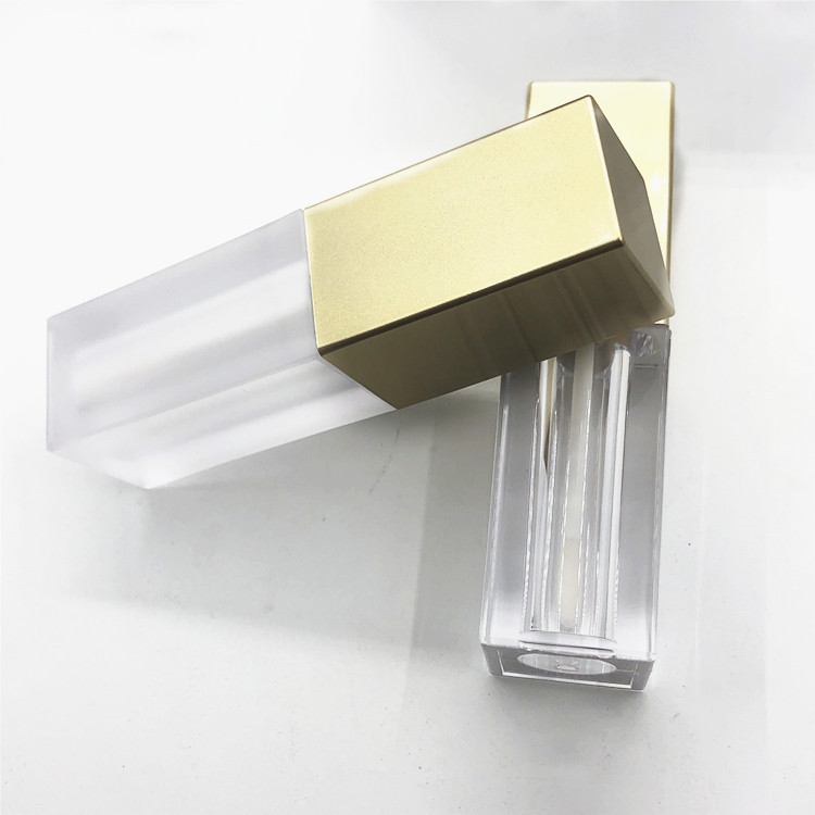 in stock Printable Square White Frosted Square Tube Golden Lip Gloss Lipstick Tube Lip Glaze Tube Writer 5ml detail