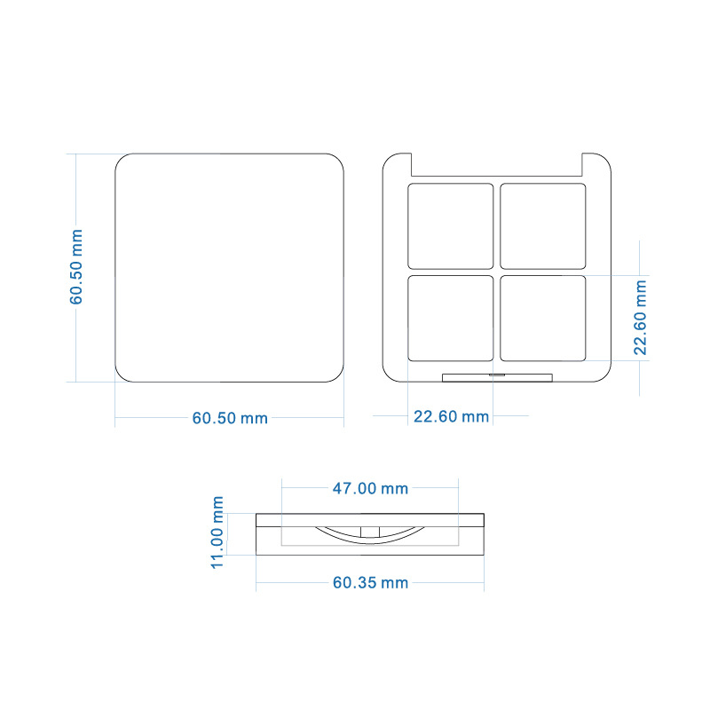 Factory In-Stock Fully Transparent Four-Compartment 4-Color Eyeshadow and Blush Palette Mini Portable DIY Empty Box Packaging Aluminum Tray detail