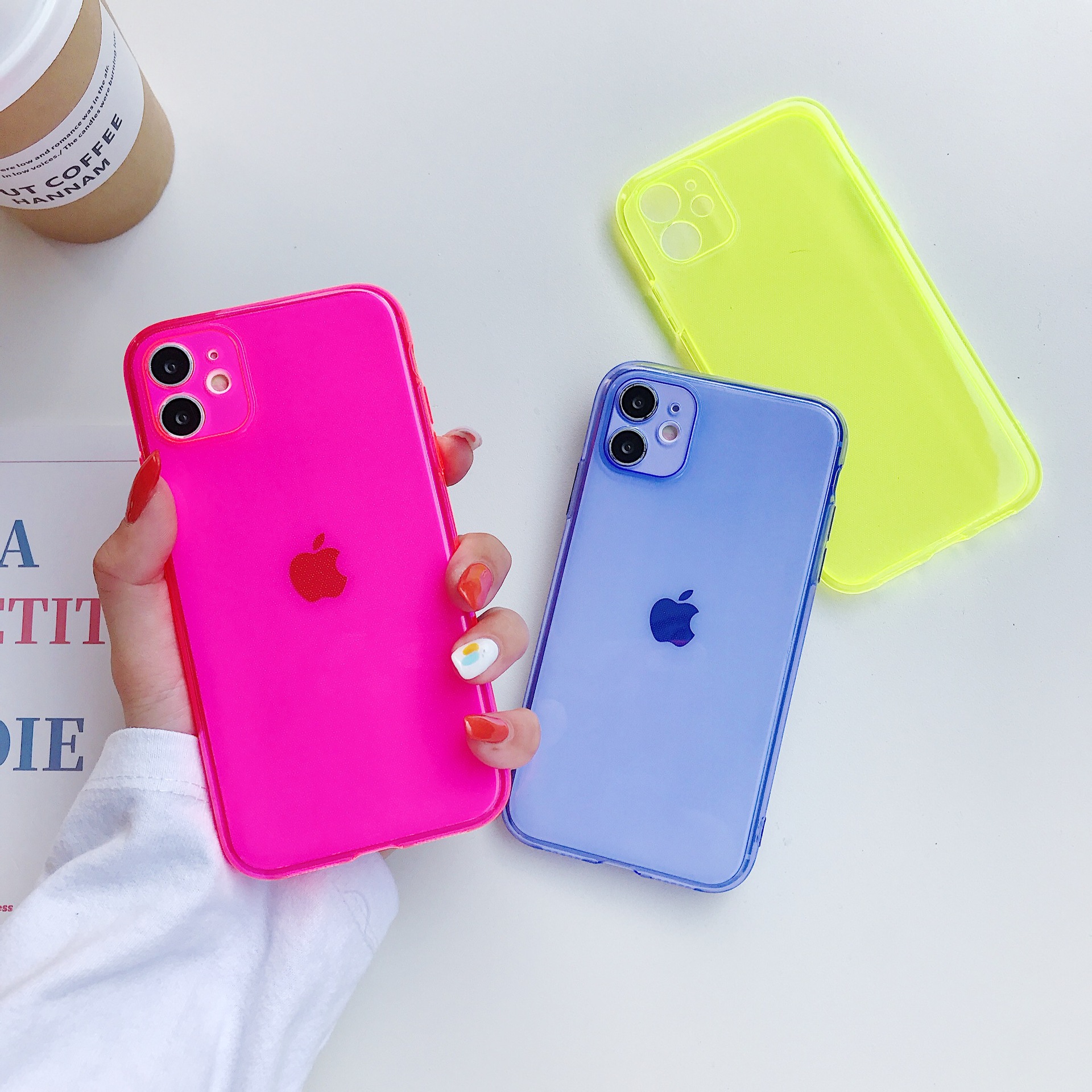 Suitable for Apple Iphone17E/Air/16/15Pro Max/I14 Fluorescent Color Mobile Phone Case Soft Shell Protective Cover detail