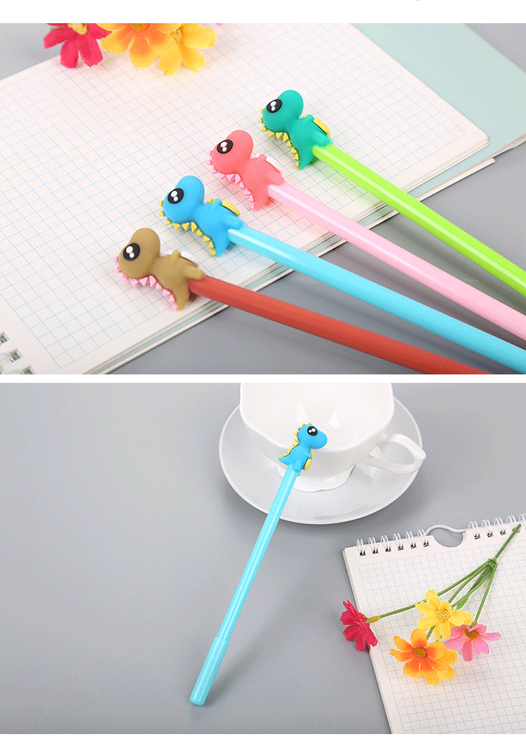 Creative Dinosaur Gel Pen Cute Student Pen Learning Office Stationery Black Needle Tube Water-Based Signature Pen detail