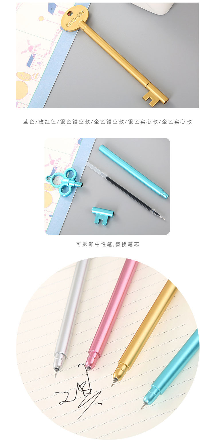 Retro Key Gel Pen Creative Student Writing Test Pen Cute Learning Stationery Office Supplies Wholesale detail