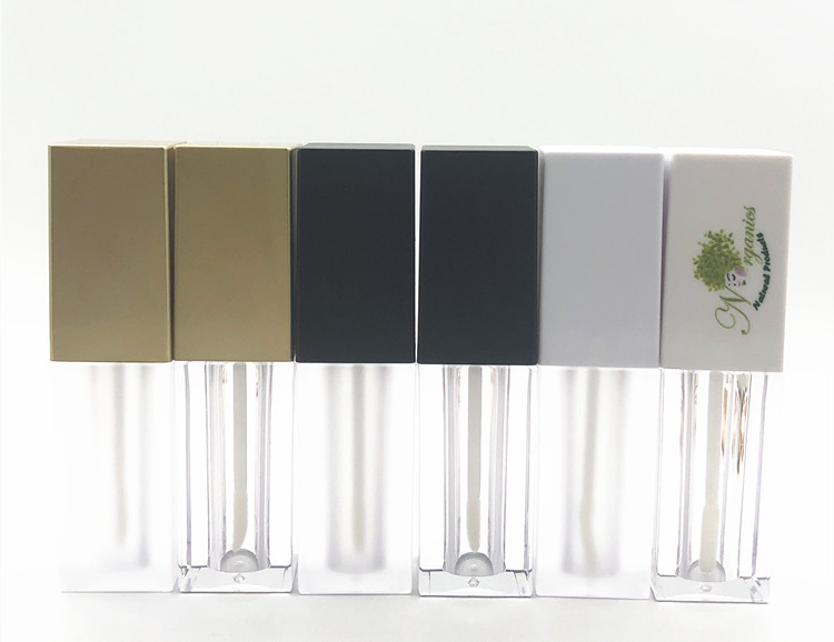 in stock Printable Square White Frosted Square Tube Golden Lip Gloss Lipstick Tube Lip Glaze Tube Writer 5ml detail