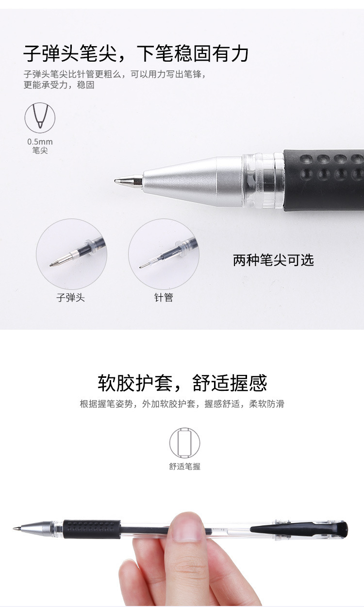 European Standard 0.5mm Bullet Tip Gel Pen Creative Stationery Needle Tip Pen Office Supplies Signature Pen Manufacturer Wholesale detail