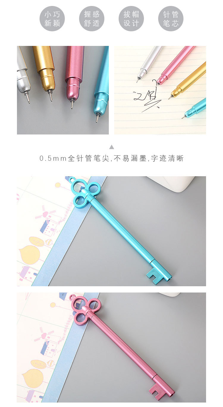 Retro Key Gel Pen Creative Student Writing Test Pen Cute Learning Stationery Office Supplies Wholesale detail