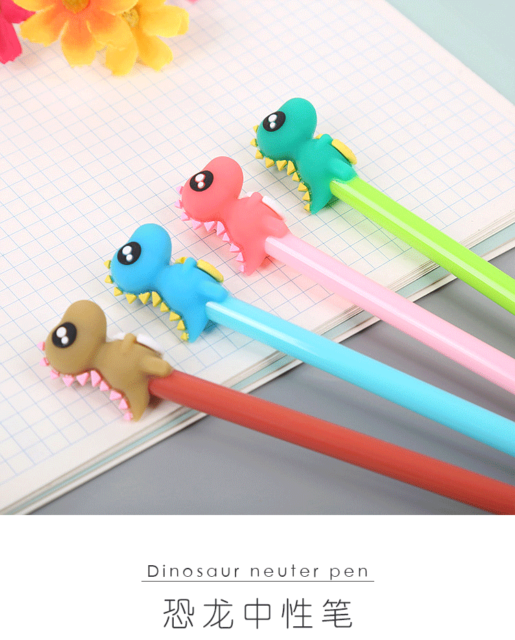 Creative Dinosaur Gel Pen Cute Student Pen Learning Office Stationery Black Needle Tube Water-Based Signature Pen detail