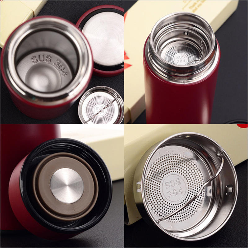 Factory wholesale stainless steel double thermos cup frosted business straight Cup creative advertising gift Cup lettering logo detail
