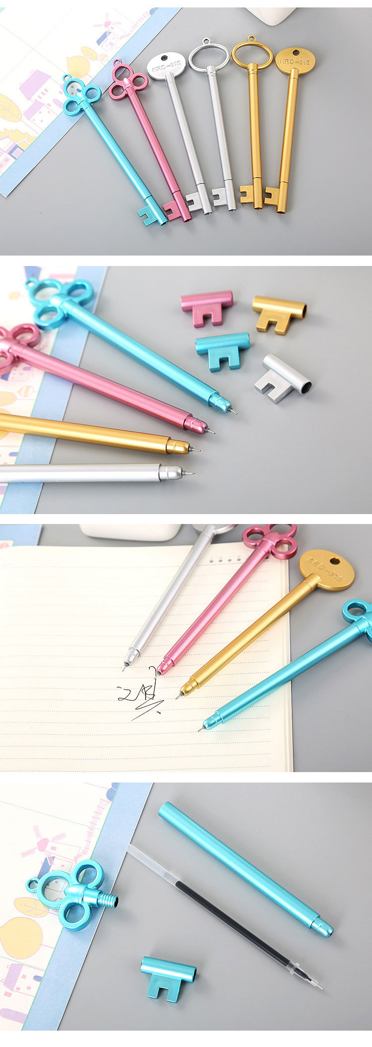 Retro Key Gel Pen Creative Student Writing Test Pen Cute Learning Stationery Office Supplies Wholesale detail