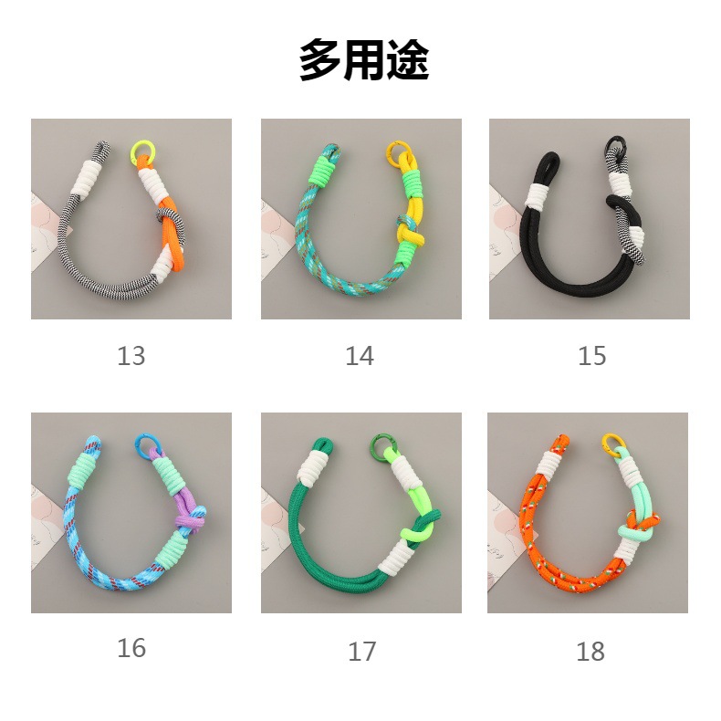 Hot-Selling Short Style Color-Blocked Braided Rope Wrist Strap Anti-Lost Universal Phone Keychain Phone Lanyard Customizable Version detail