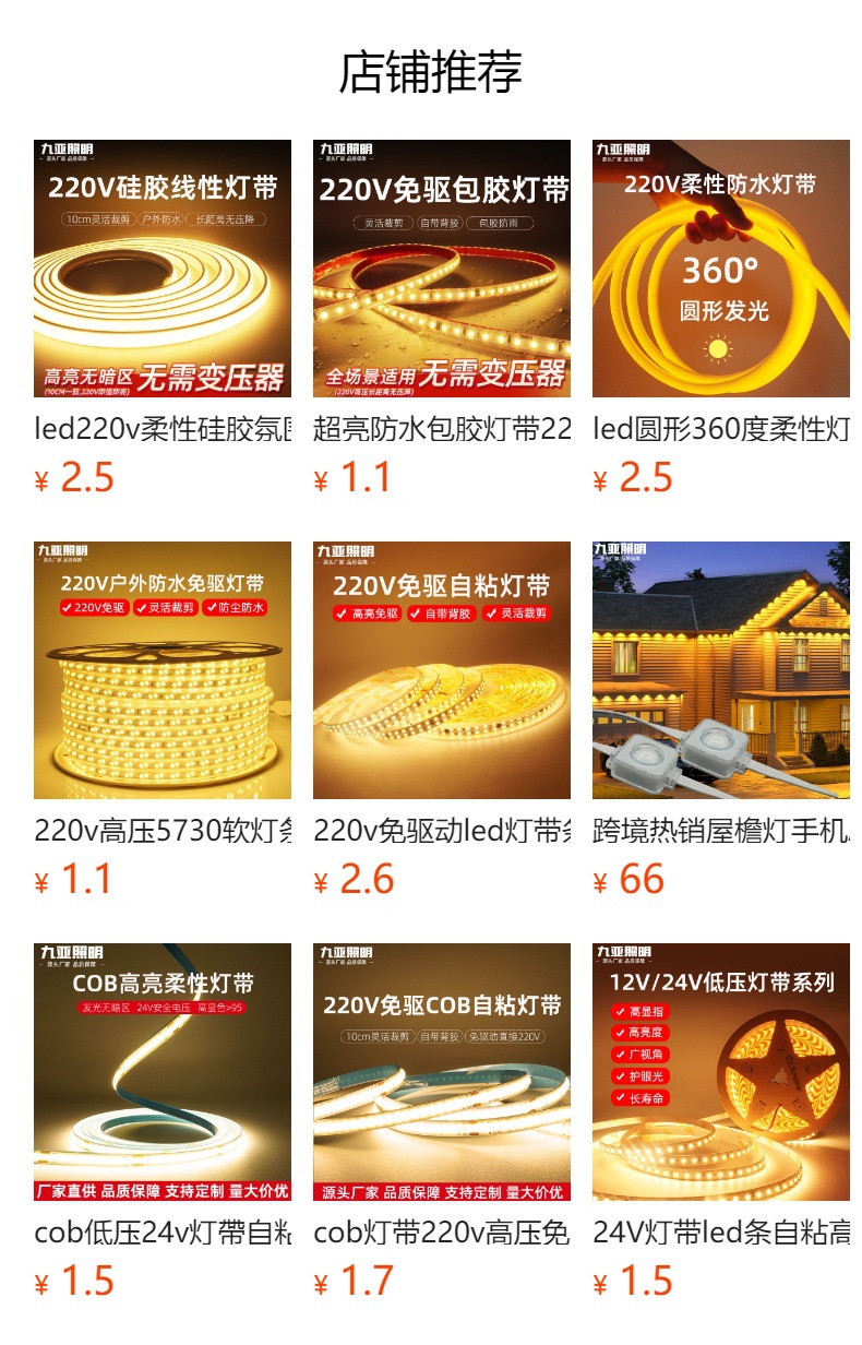 Led Light Strip 220V Outdoor Waterproof Super Bright Self-Adhesive Linear Light Home Living Room Ceiling Atmosphere Cob Soft Light Strip detail